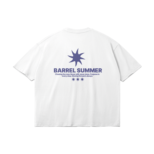 SUMMER TEE BLUE ON WHITE - Barrel Brand